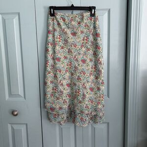 Y2k Notations Midi Skirt XL Floral Fairy Ditsy Dainty 90s Elastic‎ Waist Flowers